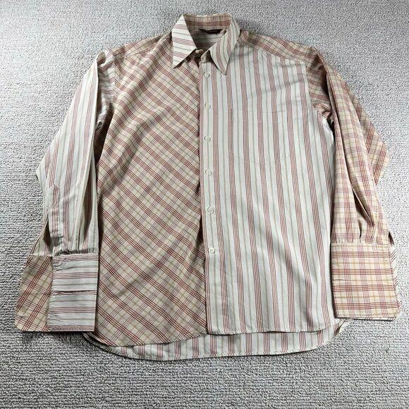 Bergati Button Up Striped Long Sleeve Shirt Beige Men’s Size XXL - Picture 1 of 8